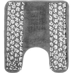 PBP Popular Bath Sinatra Silver Collection - Bathroom Contour Toilet Commode Rug